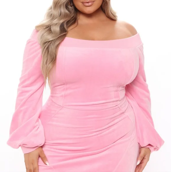 Fashion Nova | Dresses | Pink Velour Mini | Poshmark